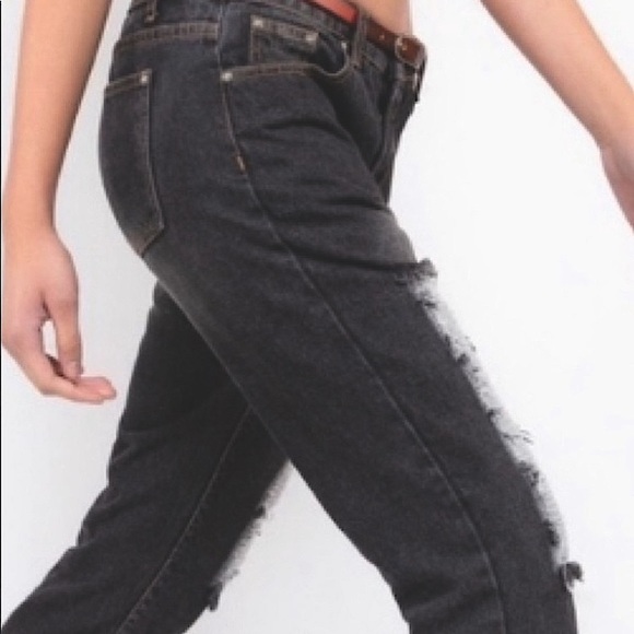 #4016 POL Women’s Black Denim Boyfriend Distressed Jeans - Picture 11 of 15